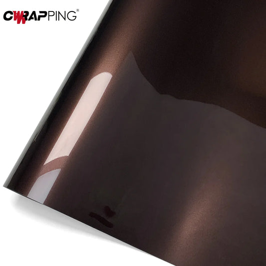 PET Car Sticker Vinyl for Motorcycle Waterproof Car Wrapping Film Shiny Cocoa Brown Glossy Self-adhesive Decals Graphics Wrap