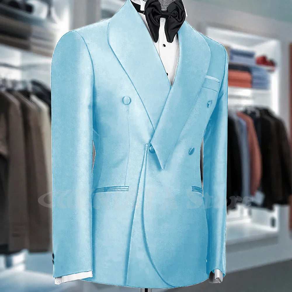 Black Suits For Men Shawl Lapel Formal 1 Piece Jacket Double Breasted Business Casual Groom Wedding Party Custom Made Blazer
