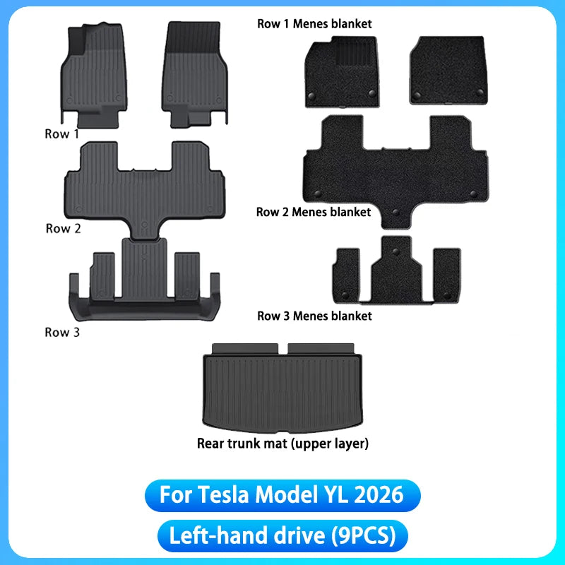 For New Tesla Model YL Launch 2026+ TPE Floor Mat & Cargo Liner All Weather Trunk Mats Floor Liner Seat Backrest Mats Floor Mat