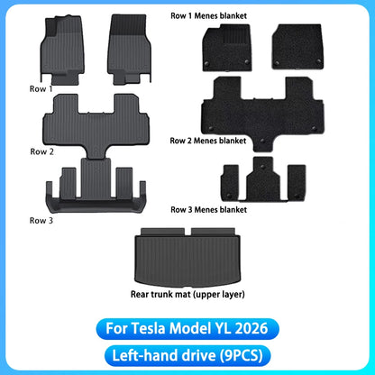 For New Tesla Model YL Launch 2026+ TPE Floor Mat & Cargo Liner All Weather Trunk Mats Floor Liner Seat Backrest Mats Floor Mat