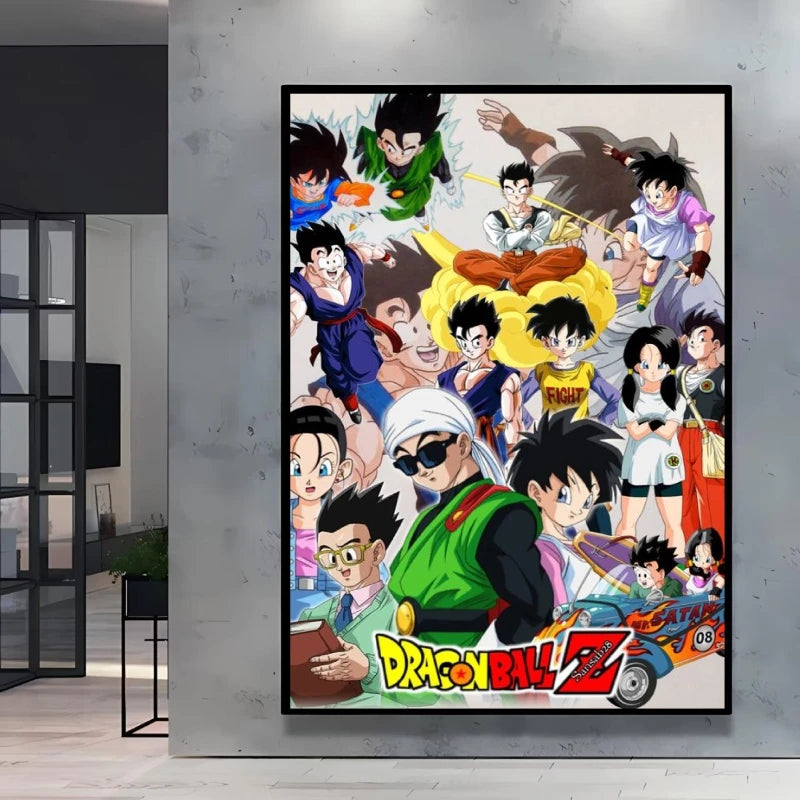 Dragon Ball Poster Super Saiyan Wall Art Goku Themed Painting Vivid Battle Design Durable Canvas Perfect for Anime Room Decor