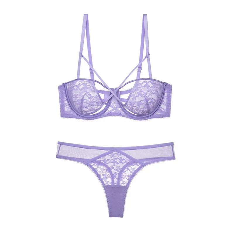 New Arrival French Style Lace Bra Set Female Push Up Underwire Thin Cup Anti Sagging Comfort Lingerie Suit For Everyday Wear Set