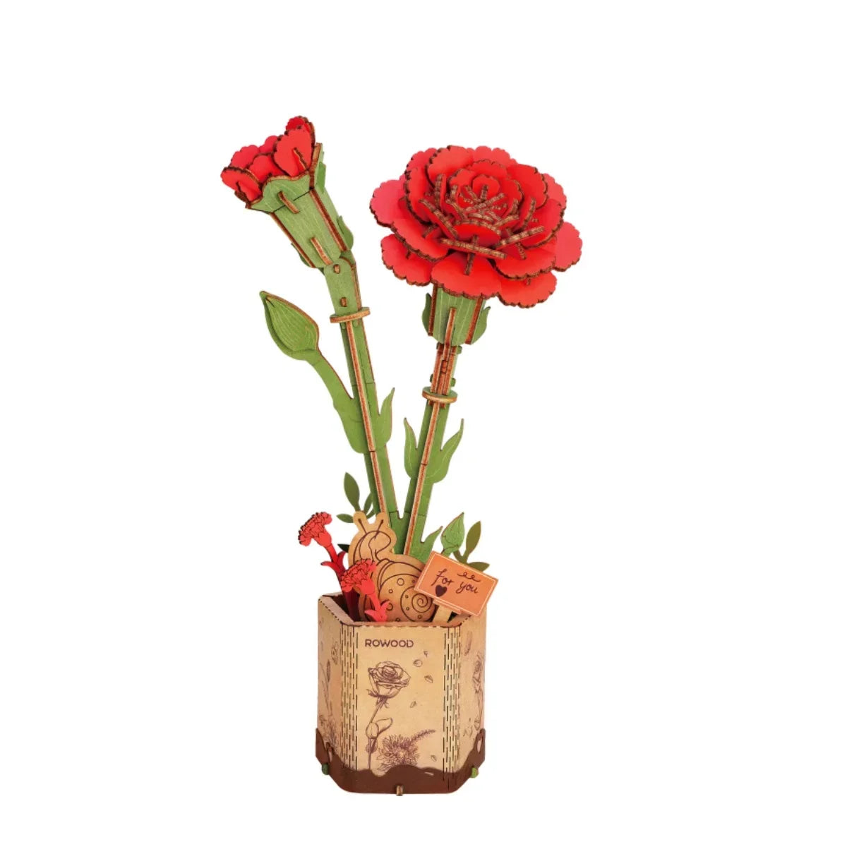 ROKR 3D Wooden Puzzle Flowers Bouquet Wooden Bloom Craft Model Kits Eternal Flowers Romantic Gift for Birthday Mother's Day