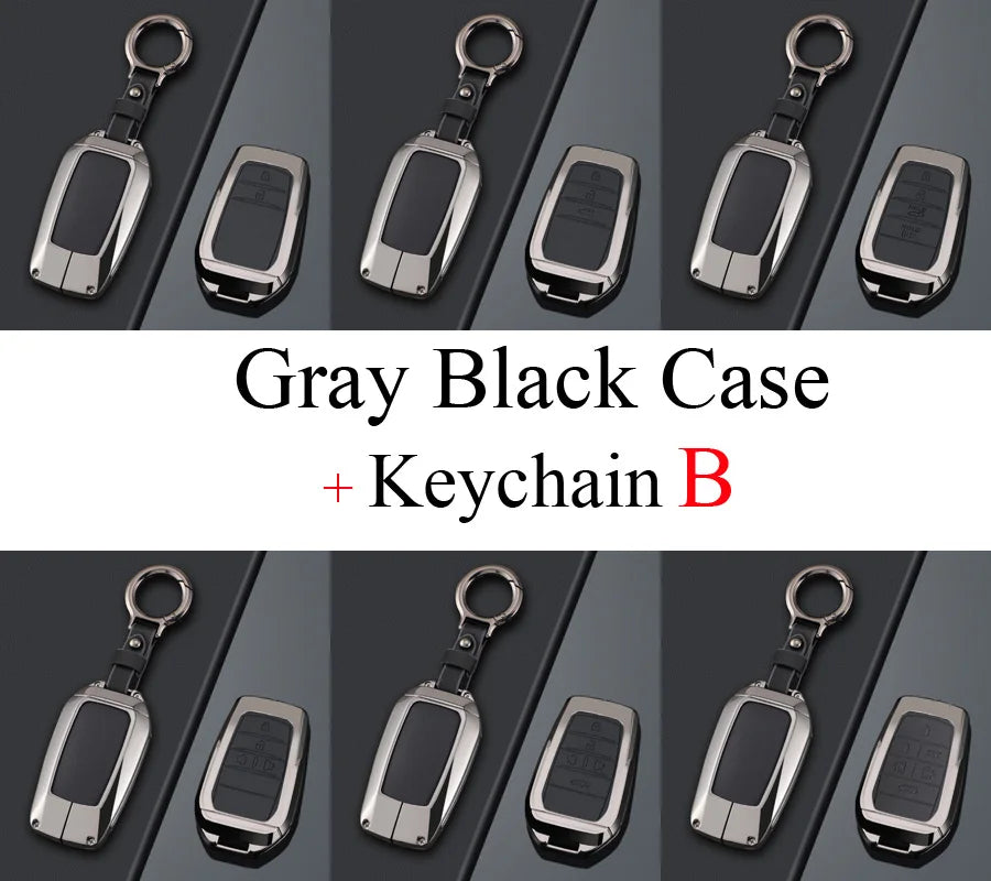 Zinc Alloy + PU Leather Car Key Case Cover For 2019-2025 Land Cruiser Highlander Camry Sienna Venza Hilux Fortuner Corolla Prius