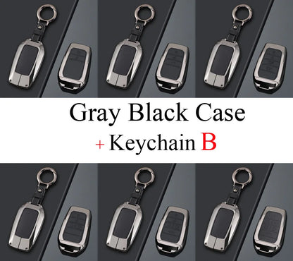 Zinc Alloy + PU Leather Car Key Case Cover For 2019-2025 Land Cruiser Highlander Camry Sienna Venza Hilux Fortuner Corolla Prius