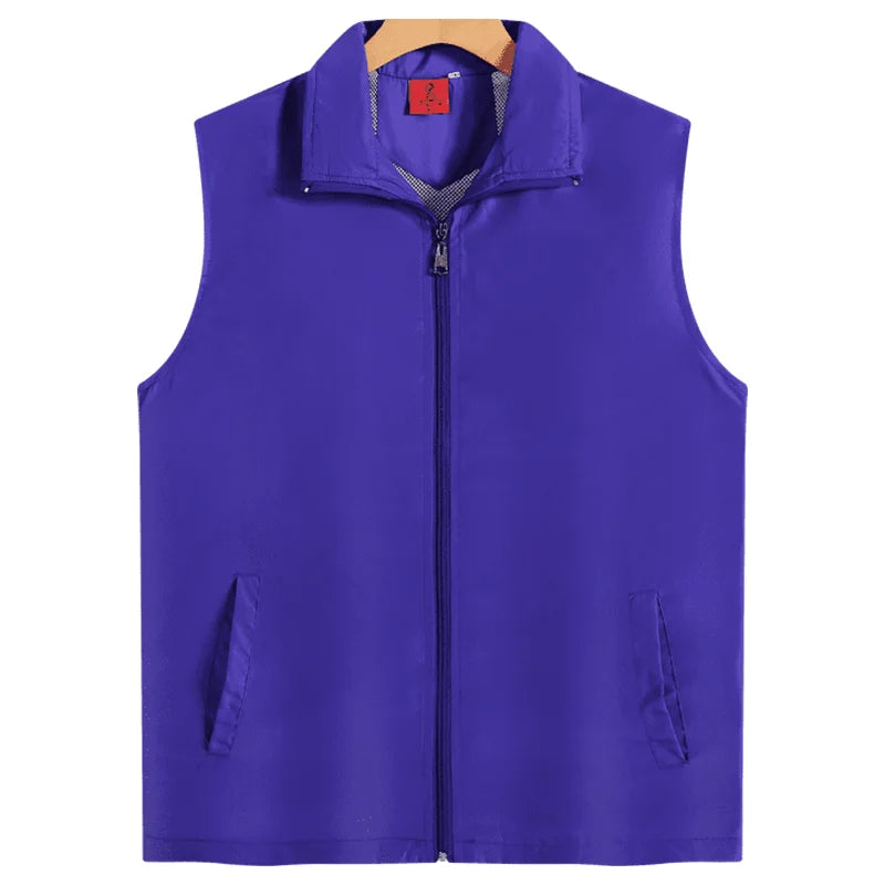 Fashion Vest Custom Logo Solid Color Sleeveless Vest Embroidery Company Team Brand Design Thin Charity Vest Print Pattern Text