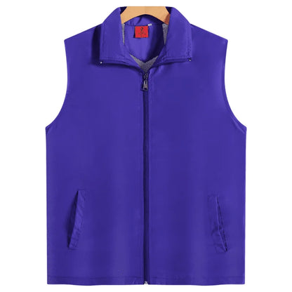 Fashion Vest Custom Logo Solid Color Sleeveless Vest Embroidery Company Team Brand Design Thin Charity Vest Print Pattern Text