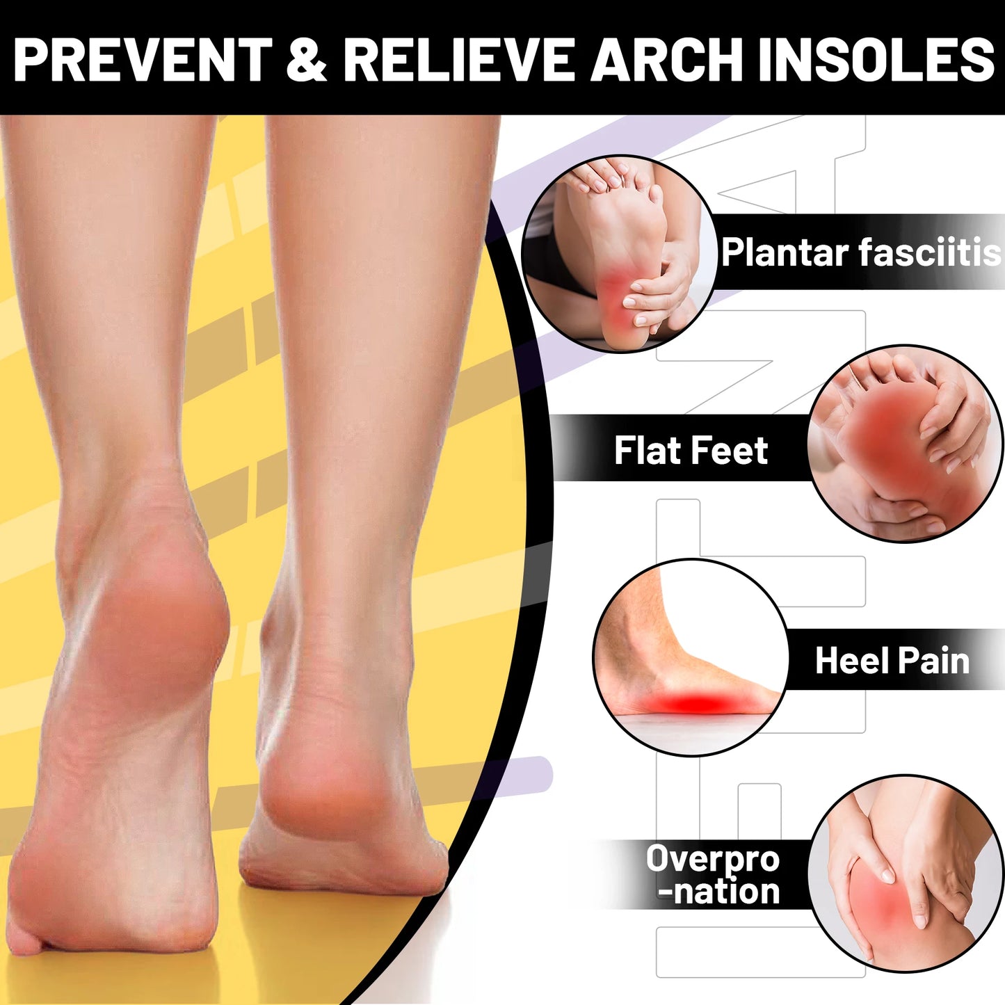 IFITNA Orthopedic Insole Plantar Fasciitis Relief Flat Foot Arch Support Women Men Work Orthotic Insert Sport Shoe Insole Sole