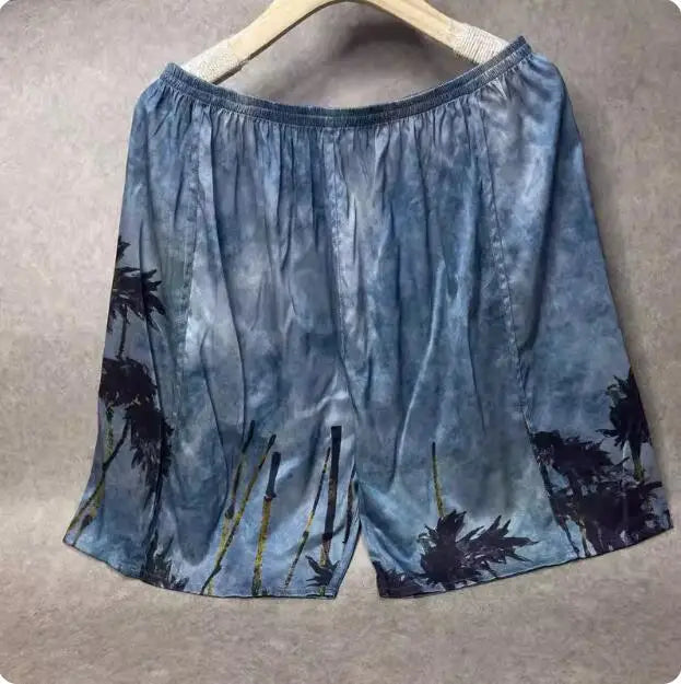 100% Mulberry Silk Men Boxer Underwear Couple Rubber Band Thin Short Home Pants Promotion Woman Can Wear