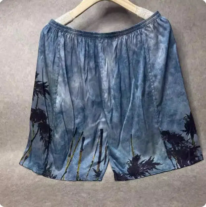100% Mulberry Silk Men Boxer Underwear Couple Rubber Band Thin Short Home Pants Promotion Woman Can Wear