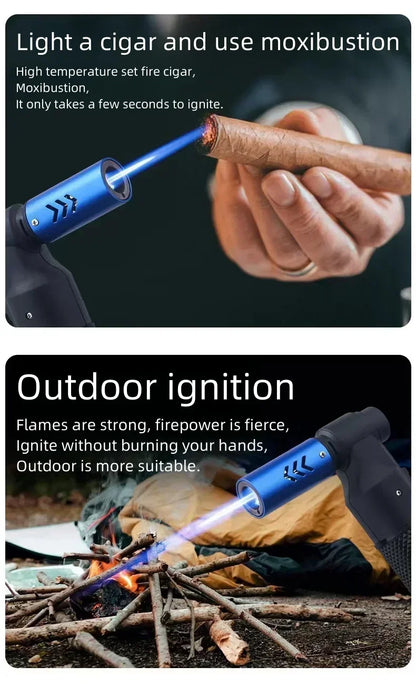 HONEST Windproof Spray Gun Strong Blue Fire Butane Gas Torch Lighter Outdoor BBQ Kitchen Jewelry Welding Cigar Lighters Smoking