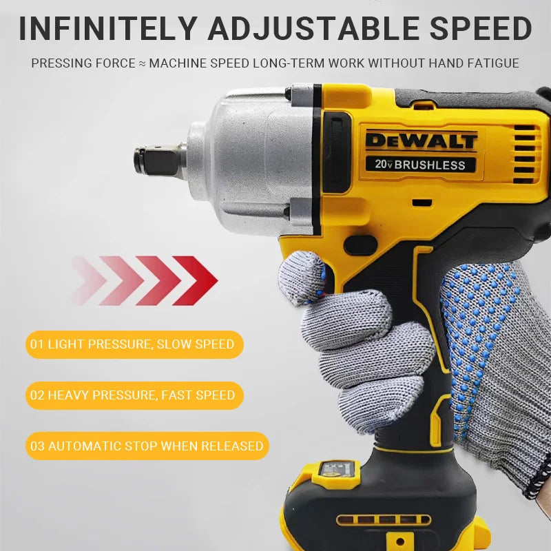 DEWALT DCF900 Brushless Cordless Impact Wrench – 1/2" Compact High Torque 3-Speed Adjustment, Pneumatic Barrel for Tire Removal