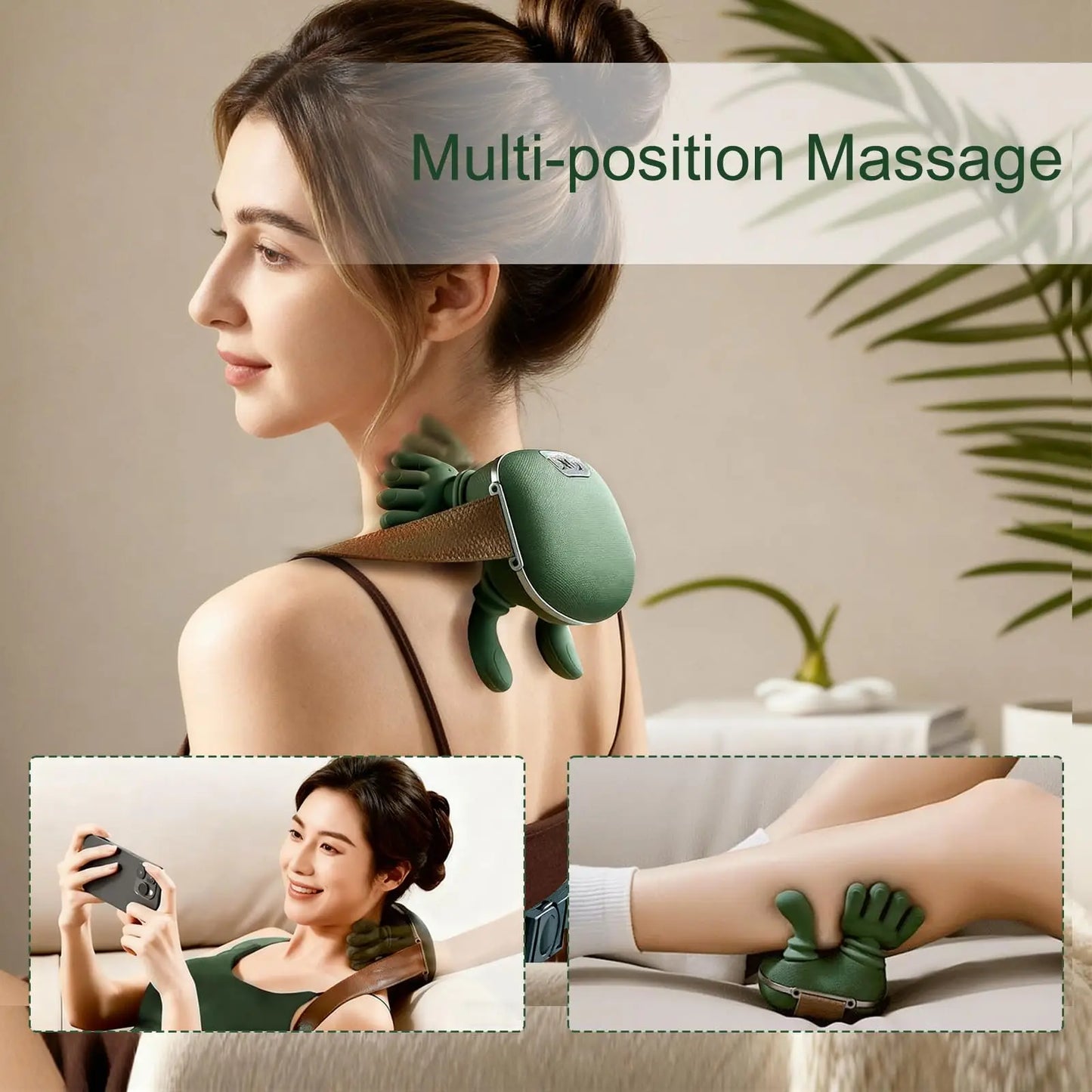 Finger Pressure Neck Massager Heated Back and Shoulder Massager Electric Kneading Neck Deep Massage Muscle Relax