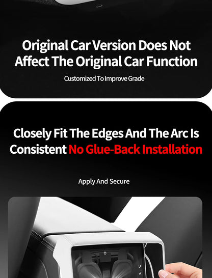 For Tesla Model 3 Highland & Model Y Juniper Rear Air Vent Cover & Leather Center Console Armrest Box Protection Car Accessories