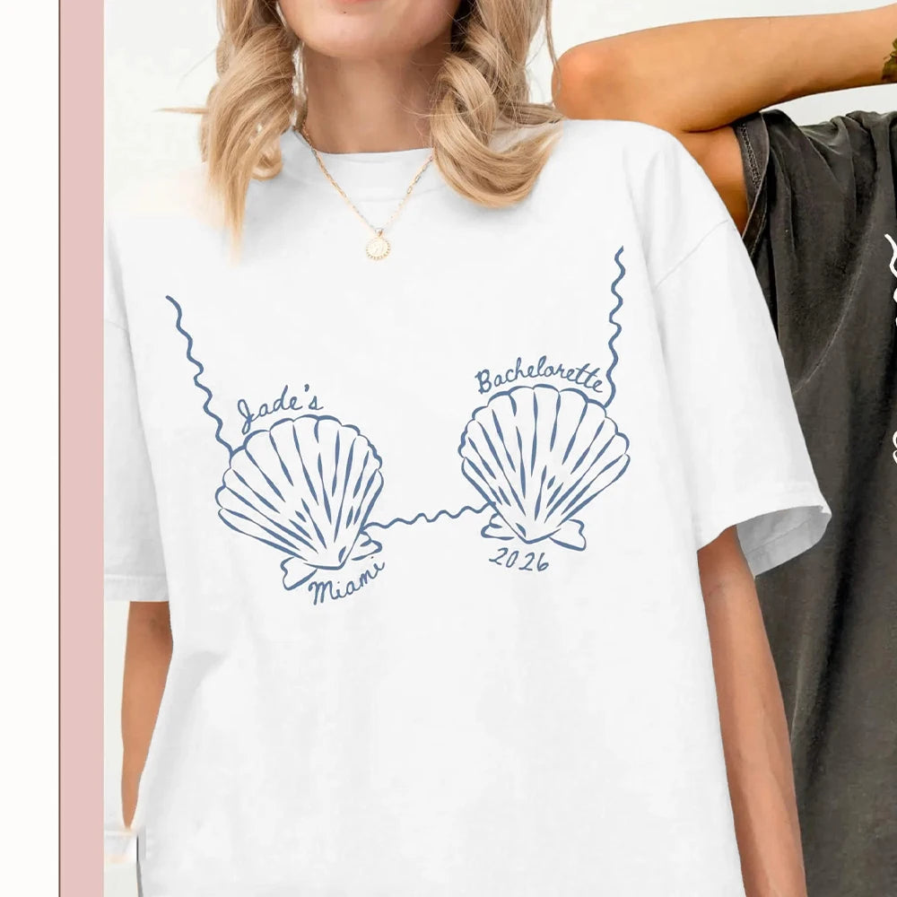 Personalized Custom Beach Bachelorette Shirts Bikinis Last Toast on the Coast Party Gift Tops Cotton Y2K T-Shirts Streetwear