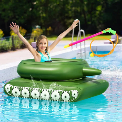 PVC inflatable tank water spray truck  water battle  water spray toy   pool water play   water gun  floating row
