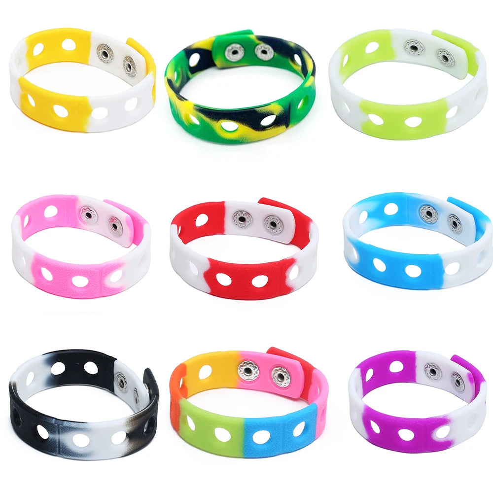 9/11/20pcs Random Color Silicone Bracelet Wristbands 18CM With Shoe Buckle PVC Shoe Accessories Shoes charms Kid birthday Gifts