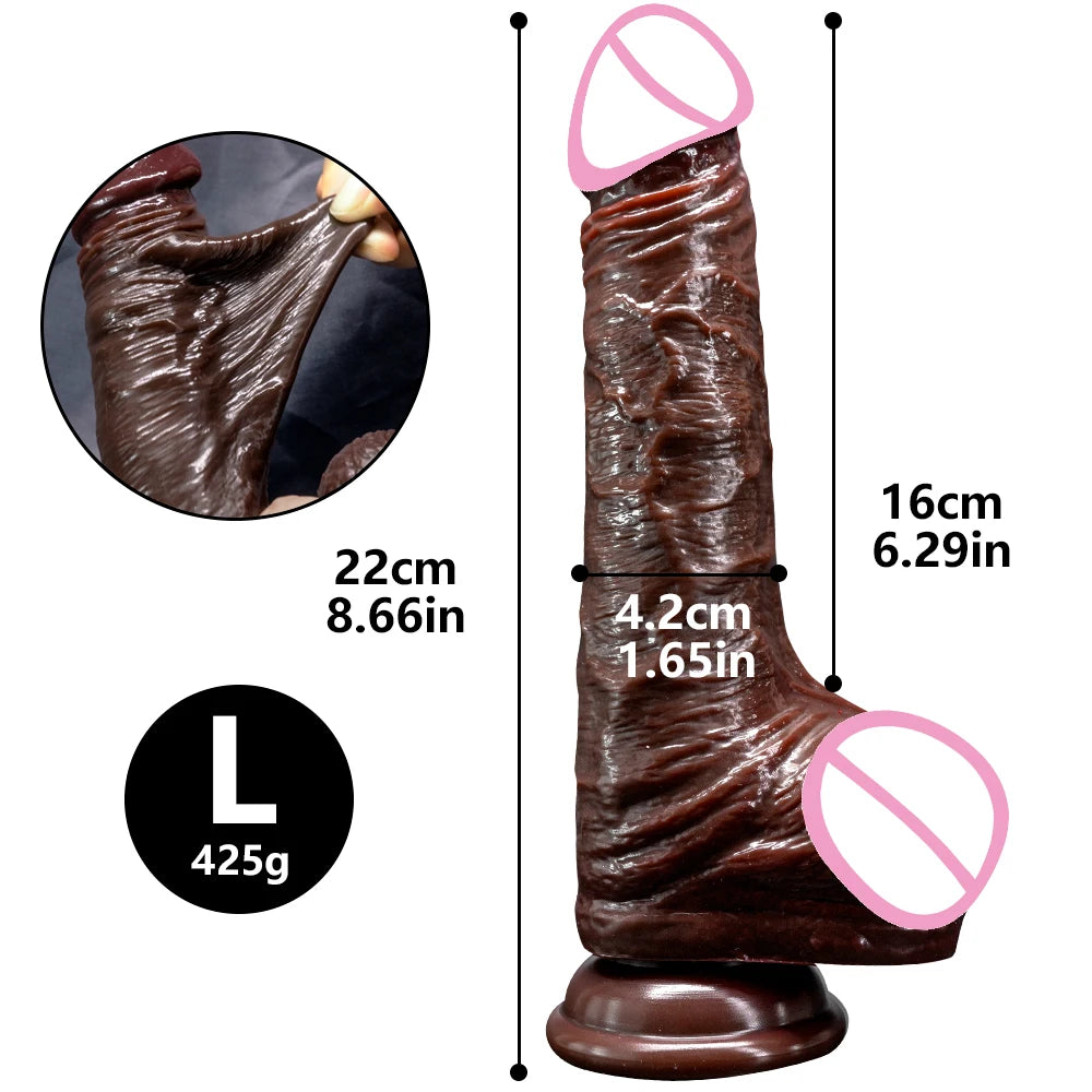 Sliding Foreskin G Spot Stimulate Realistic Simulation Dildo Soft Silicone Penis Huge Dick Suction Cup Sex Toy For Women Men