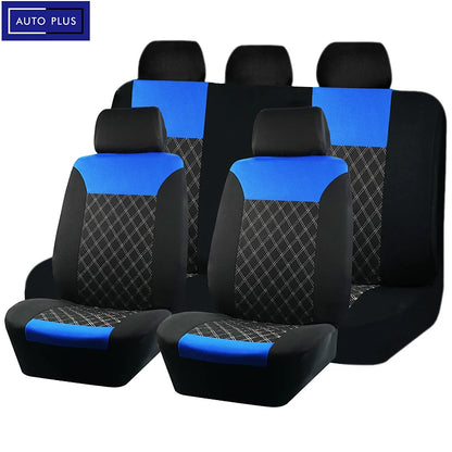 Car Seat Covers Double Line Embroidery Quilted Splicing Universal Size Fit For Most Car Polyester Fabric Seat Covers For Car