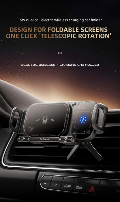 Fold Screen Car Wireless Charger Dual Coil Mount 15W Fast Car Charging for Samsung Galaxy S23 S22 S21 Z Fold Flip 5 4 3