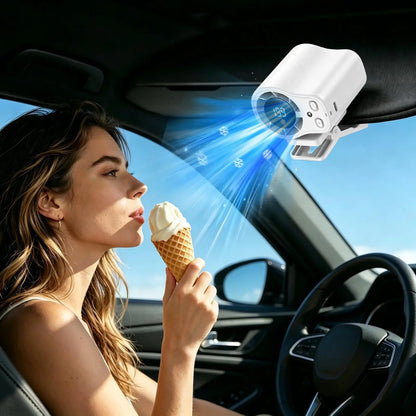 Universal Cooling Car Fan USB Rechargeable Clip on Portable Desk Fans with LED Display 360 Rotation Quiet for Car Camping