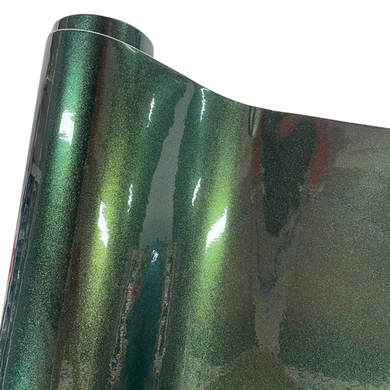 Premium Sparkle Metallic Chameleon Vinyl Wrap Film Roll Green to Gold Adhesive Decal Vehicle Car Wrapping with Air Release