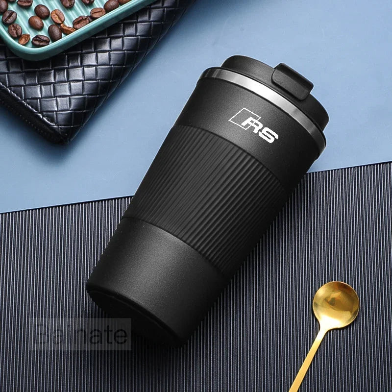 510ML Car Stainless Steel Coffee Mug with Lid Anti-Scald Drinks Cup For Audi A3 A4 B8 8P 8V B6 A5 A6 C7 Q5 B9 B7 C6 Q2 Q7 Q3 A7