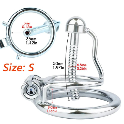 FRRK-238 Urethral Tube Piercing Metal Chastity Cage Lock Cock Device Adult Game 정조대 Male Penis Exercise Advanced Player Sex Toy