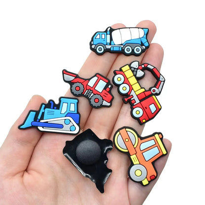 15-100pcs Engineering Vehicle Car Shoe Charms PVC DIY Shoes Decoration Sandal Accessories Buckle for Kids Woman Party Gifts