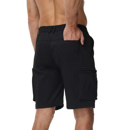 Men's Summer Breathable Cargo Shorts Loose Casual  Elastic Waist Multi-Pocket shorts Suitable for Outdoor Sports And Daily Wear