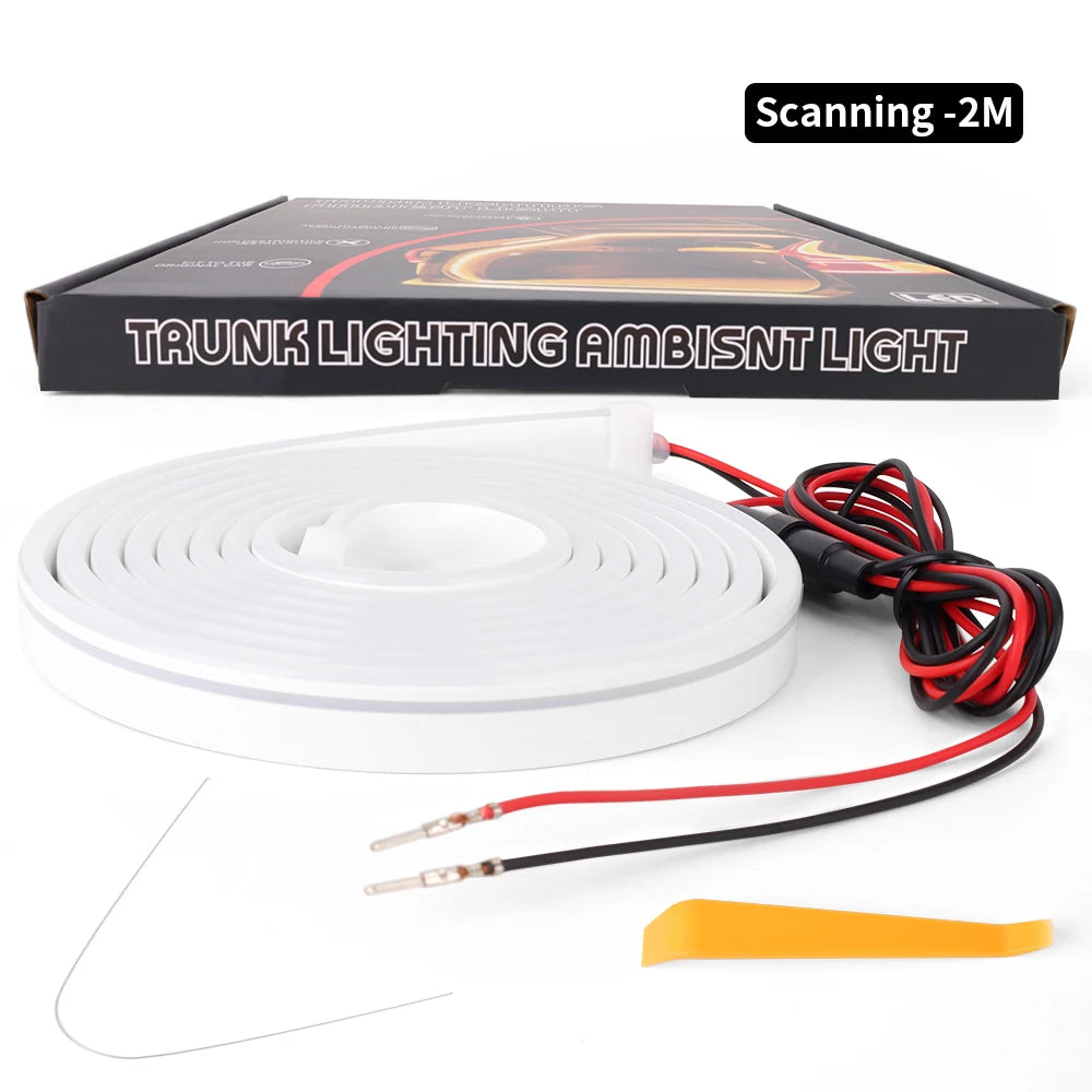 Car High Brightness Trunk Lighting Ambient Light Super Bright Interior Decoration Car Trunk Universal Silicone COB Light Strip