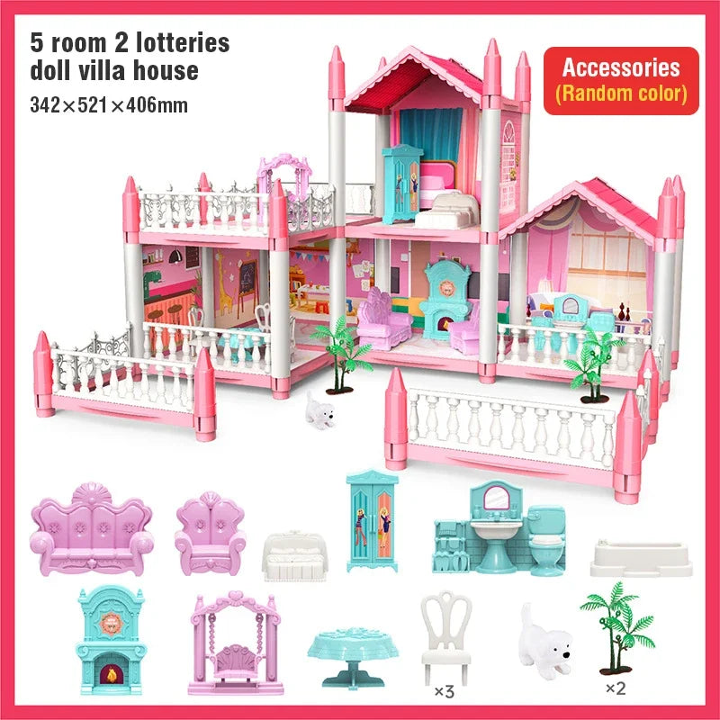DIY Doll House Assembly Villa Castle Model Furniture Accessories Home Decoration Girl Role Play Educational Toy Birthday Gifts