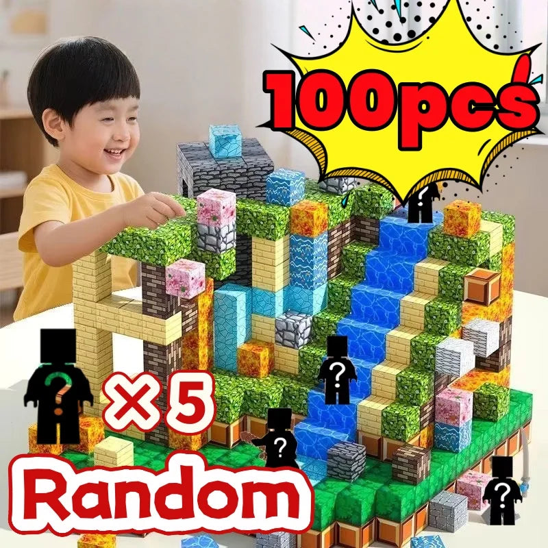 3D Magnetic Mine World Cube Building Blocks Magnet World Set Magnetic Building Blocks Pixel Cube World Model Birthday Gifts
