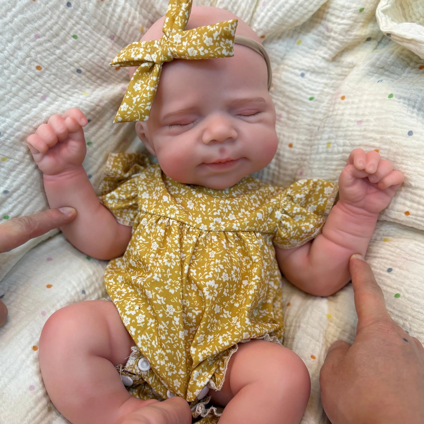 13 Inch Asleep Silicone Reborn Doll Can Open Mouth Baby Girl Doll Handmade Lifelike Newborn Doll For Birthday Gifts