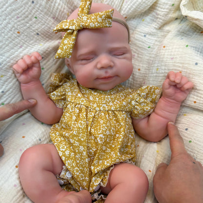 13 Inch Asleep Silicone Reborn Doll Can Open Mouth Baby Girl Doll Handmade Lifelike Newborn Doll For Birthday Gifts