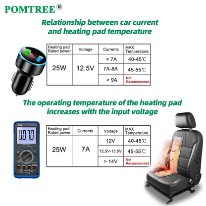 Universal Built-In Car Seat Heater Kit Fit 2 Seats,108W Alloy Wire Heating Pads 3-Level Dual Control Switch with Wiring Harness
