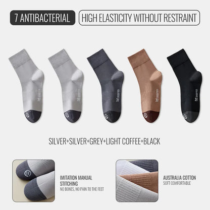 MiiOW Australian Cotton Socks Men Business Dress Black White Long Sock Antibacterial Anti Odor Crew Socks Breathable Sport Sock