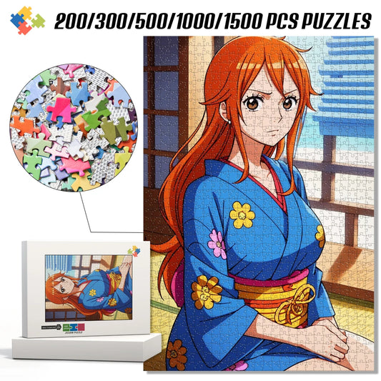 Hot Anime One Piece Nami Jigsaw Puzzle Diy Wall Art Picture Home Room Decor Decompression Entertainment Toy for Adults Kids Gift