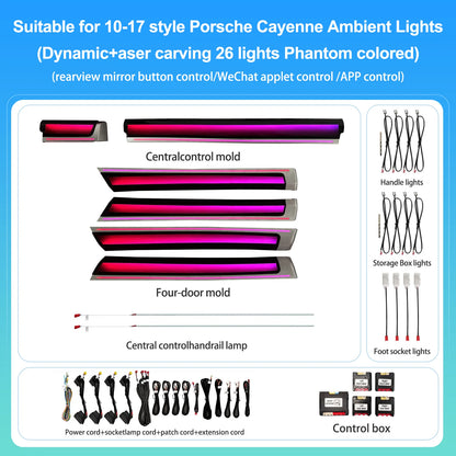 EZoneTronics Custom Ambient Lighting Kit for 2010–2017 Porsche Cayenne 1:1 OEM Mold,Supports App Control,Vehicle-Specific Fit