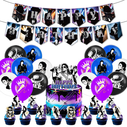 Michael Jackson Theme Birthday Party DIY Decoration MJ Balloon Backdrop Banner Birthday Halloween Party Decor Supplies