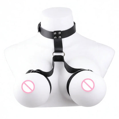 QKKQ PU Leather And Webbing Erotic Bra Chest Harness Belt Breast Teating Chest Binder BDSM Sex Toys For Women Erotic Accessories