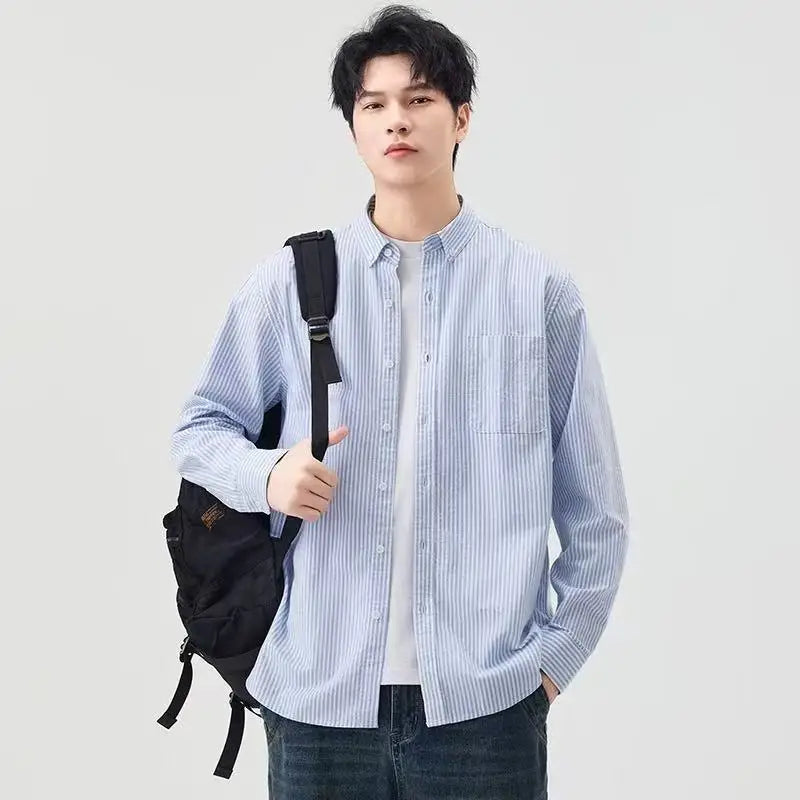 Men Formal Shirt Spring Autumn Long Sleeve Office Solid Color Fashion Business Pocket White Social Pocket Office White Shirt 5XL