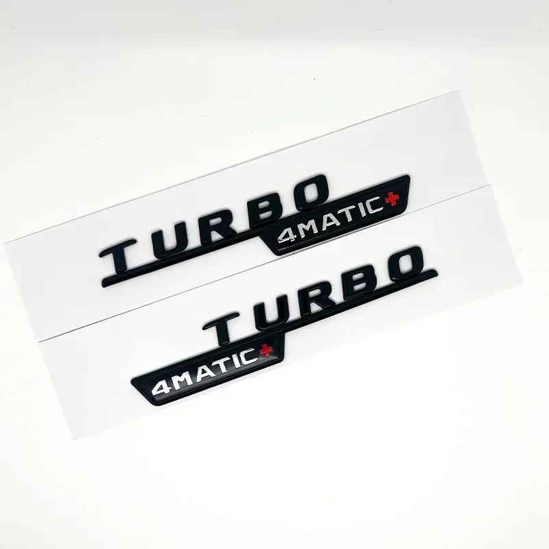 3D ABS Glossy Black Car Fender Badge Turbo 4MATIC Sticker Rear Trunk AMG Emblem A45 Logo For Mercedes Benz A 45 AMG W176 W177