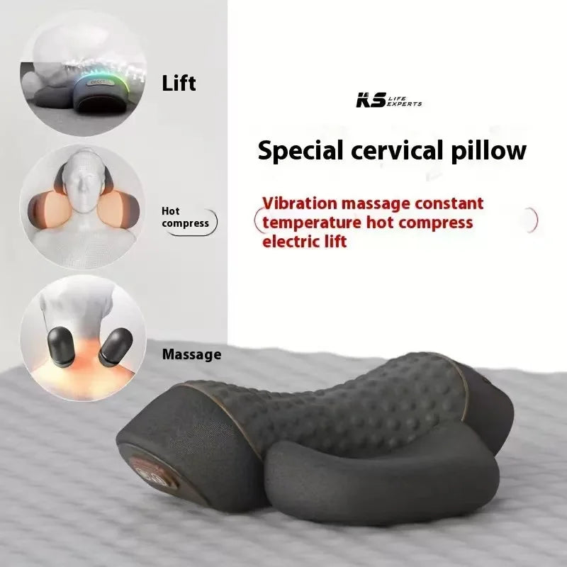 Electric Neck Massage Pillow, Neck Stretcher, Heating, Vibration, Massage, Back Traction, Orthopedic Sleep Pillow Support