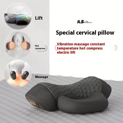 Electric Neck Massage Pillow, Neck Stretcher, Heating, Vibration, Massage, Back Traction, Orthopedic Sleep Pillow Support