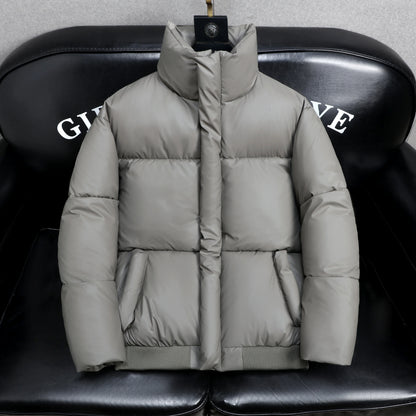 2025 Winter Men's Thickened down Cotton Jacket Warmth Frostproof PU Leather Durable Fashionable Urban Style Long Sleeve Coat