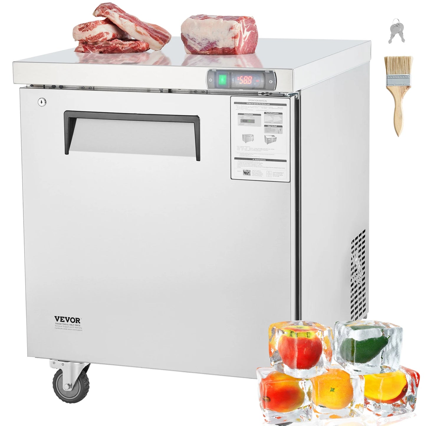 SucceBuy Commercial Frozen Refrigerator Sandwich Salad Prep Table 7.4Cu.Ft Food Prep Frost Free Refrigerator for Restaurant