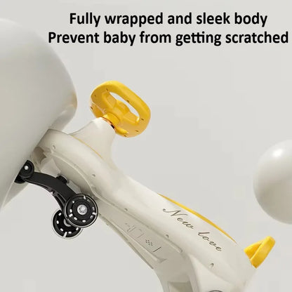 Kids Wiggle Car Ride On Toy with Music & Light Anti-Tip Design 360° Swivel Wheels Storage for Boys Girls Outdoor Playground
