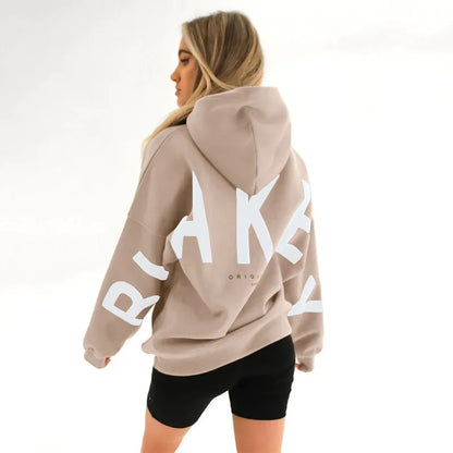 New Women's Thickened Long Sleeve Hoodie Sweatshirt Sweet Style Straight Cut Regular Sleeve Length Autumn Collection Print De...