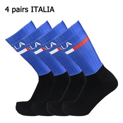 4 pairs of sports multi style anti slip breathable silicone men's and women's outdoor cycling running socks